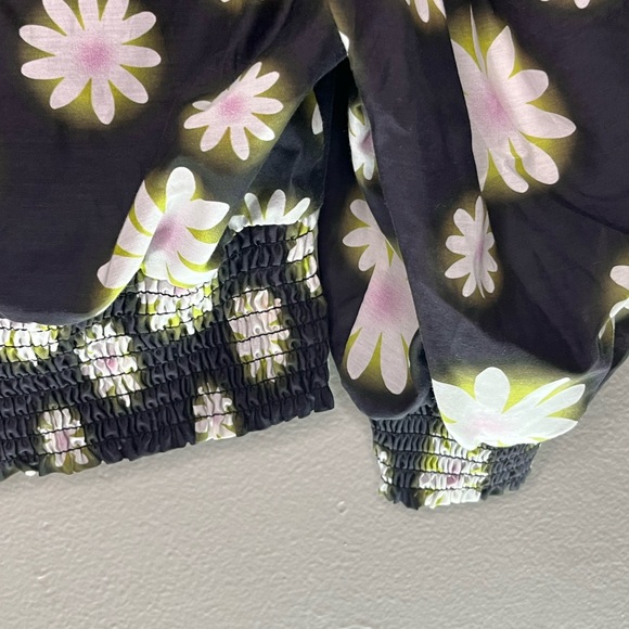 Nicole Miller NWT Hazy Daisy Cotton Sweetheart Crop Top Puff Sleeve Women’s Sz P - Picture 6 of 12